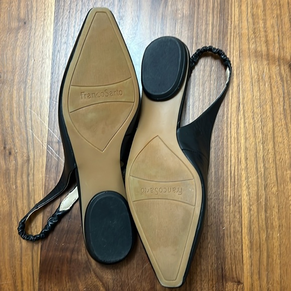 Franco Sarto Briella Black Leather Slingback Flats Closed Pointed Toe 9M - Picture 10 of 12